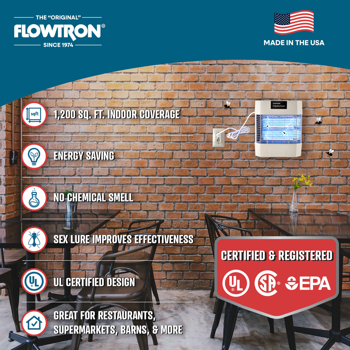 Flowtron 80W Indoor Commercial Bug Zapper, 1200 sq.ft coverage