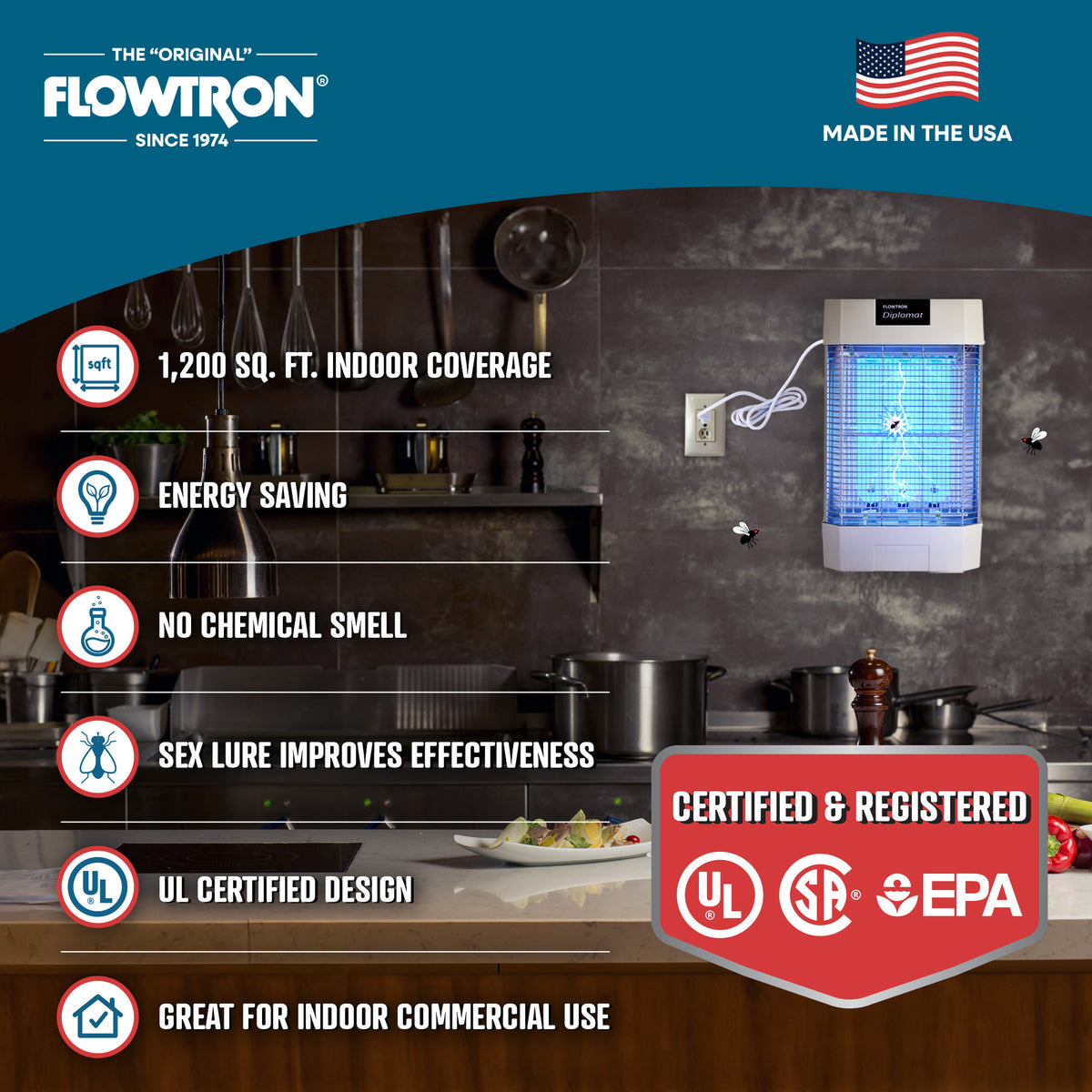 Flowtron 120W Indoor Commercial Bug Zapper, 2000 sq.ft coverage