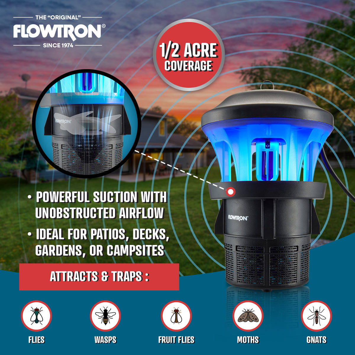 Flowtron Outdoor Bug Trap, 1/2 acre coverage