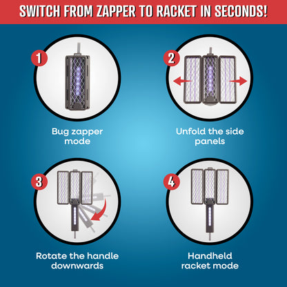 Flowtron Tri-Fold Bug Zapper Racket, 2100 Sq Ft Coverage